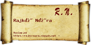 Rajkó Nóra névjegykártya