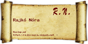 Rajkó Nóra névjegykártya
